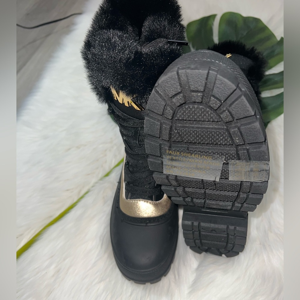 Michael Kors Ozzie Logo Panelled Ankle Boots Black Gold ✨brand new✨ - Picture 7 of 7